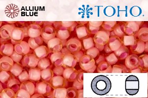 TOHO Round Seed Beads (RR3-925) 3/0 Round Extra Large - Inside-Color Lt Topaz/Coral Pink-Lined - Click Image to Close