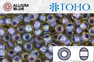 TOHO Round Seed Beads (RR15-926) 15/0 Round Small - Inside-Color Lt Topaz/Opaque Lavender-Lined - Click Image to Close