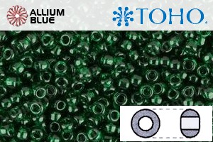 TOHO Round Seed Beads (RR15-939) 15/0 Round Small - Transparent Green Emerald - Click Image to Close