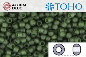 TOHO Round Seed Beads (RR15-940F) 15/0 Round Small - Transparent-Frosted Olivine - Click Image to Close