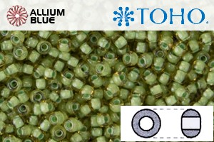 TOHO Round Seed Beads (RR3-945) 3/0 Round Extra Large - Inside-Color Jonquil/Mint Julep-Lined - Click Image to Close