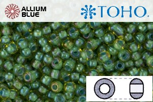 TOHO Round Seed Beads (RR11-947) 11/0 Round - Inside-Color Lime Green/Opaque Green-Lined - Click Image to Close