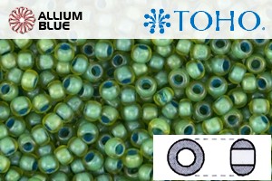 TOHO Round Seed Beads (RR8-947F) 8/0 Round Medium - Frosted Aqua Lined Green Luster - Haga Click en la Imagen para Cerrar