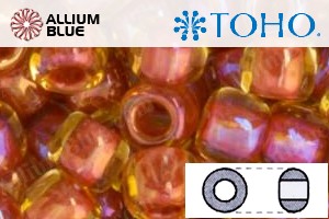 TOHO Round Seed Beads (RR15-951) 15/0 Round Small - Inside-Color Jonquil/Brick Red-Lined - Click Image to Close