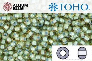 TOHO Round Seed Beads (RR11-952) 11/0 Round - Inside-Color Rainbow Lt Topaz/Sea Foam-Lined - Click Image to Close