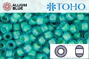 TOHO Round Seed Beads (RR6-954F) 6/0 Round Large - Inside-Color Frosted Aqua/Lt Jonquil-Lined - Haga Click en la Imagen para Cerrar