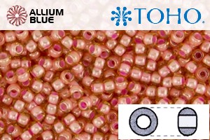 TOHO Round Seed Beads (RR8-956) 8/0 Round Medium - Inside-Color Jonquil/Coral-Lined - 关闭视窗 >> 可点击图片