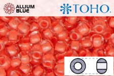 TOHO ラウンド Seed ビーズ (RR8-964) 8/0 ラウンド Medium - Inside-カラー Crystal/Dk Coral-Lined