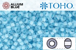 TOHO Round Seed Beads (RR11-976) 11/0 Round - Inside-Color Crystal/Neon Ice Blue-Lined - Click Image to Close