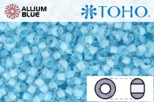 TOHO ラウンド Seed ビーズ (RR3-976) 3/0 ラウンド Extra Large - Inside-カラー Crystal/Neon Ice Blue-Lined
