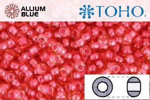 TOHO Round Seed Beads (RR6-979) 6/0 Round Large - Luminous Lt Topaz/Neon Pink-Lined - Click Image to Close