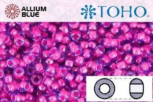 TOHO Round Seed Beads (RR11-980) 11/0 Round - Luminous Lt Sapphire/Neon Pink-Lined - Click Image to Close