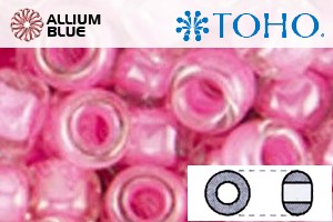 TOHO Round Seed Beads (RR3-987) 3/0 Round Extra Large - Inside-Color Crystal/Ballerina Pink-Lined - 關閉視窗 >> 可點擊圖片