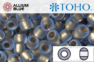 TOHO Round Seed Beads (RR6-997FM) 6/0 Round Large - Frosted Gold Lined Light Sapphire - Click Image to Close