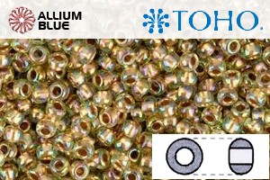 TOHO Round Seed Beads (RR3-998) 3/0 Round Extra Large - Gold-Lined Rainbow Lt Jonquil - Click Image to Close