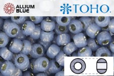 TOHO Round Seed Beads (RR6-PF2102) 6/0 Round Large - PermaFinish - Silver-Lined Milky Montana Blue