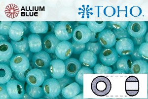 TOHO Round Seed Beads (RR8-PF2104) 8/0 Round Medium - PermaFinish - Silver-Lined Milky Teal - Haga Click en la Imagen para Cerrar