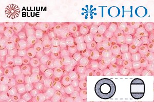TOHO Round Seed Beads (RR3-PF2105) 3/0 Round Extra Large - PermaFinish - Silver-Lined Milky Baby Pink - Click Image to Close
