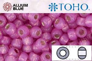 TOHO Round Seed Beads (RR3-PF2107) 3/0 Round Extra Large - PermaFinish - Silver-Lined Milky Electric Pink - Click Image to Close