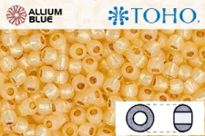TOHO Round Seed Beads (RR8-PF2110) 8/0 Round Medium - PermaFinish - Silver-Lined Milky Lt Topaz