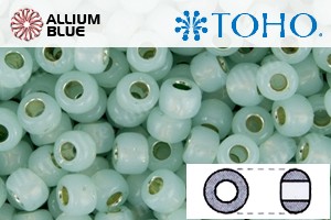 TOHO Round Seed Beads (RR6-PF2118) 6/0 Round Large - PermaFinish - Silver-Lined Milky Lt Peridot - Click Image to Close
