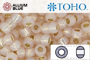 TOHO Round Seed Beads (RR15-PF2126) 15/0 Round Small - PermaFinish - Silver-Lined Milky Peachy Pink - Click Image to Close