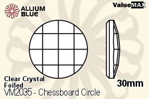 バリューマックス Chessboard Circle Flat Back (VM2035) 30mm - クリスタル 裏面フォイル - ウインドウを閉じる