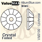 ValueMAX Lochrose Sew-on Stone (VM3100) 3mm - Clear Crystal With Foiling