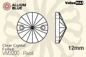 ValueMAX Rivoli Sew-on Stone (VM3200) 12mm - Clear Crystal With Foiling - Haga Click en la Imagen para Cerrar