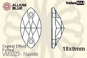 VALUEMAX CRYSTAL Navette Sew-on Stone 18x9mm Crystal Aurore Boreale F