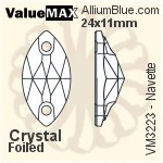 ValueMAX Navette Sew-on Stone (VM3223) 24x11mm - Clear Crystal With Foiling