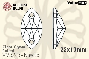 ValueMAX Navette Sew-on Stone (VM3223) 22x13mm - Clear Crystal With Foiling - 关闭视窗 >> 可点击图片