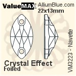 ValueMAX Navette Sew-on Stone (VM3223) 22x13mm - Crystal Effect With Foiling