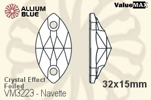 ValueMAX Navette Sew-on Stone (VM3223) 32x15mm - Crystal Effect With Foiling