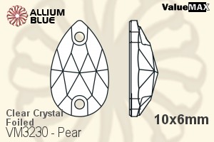 ValueMAX Pear Sew-on Stone (VM3230) 10x6mm - Clear Crystal With Foiling