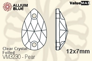 ValueMAX Pear Sew-on Stone (VM3230) 12x7mm - Clear Crystal With Foiling - 关闭视窗 >> 可点击图片