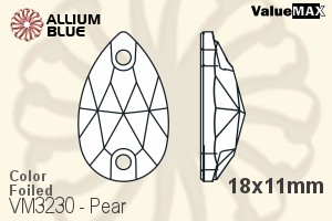 VALUEMAX CRYSTAL Pear Sew-on Stone 18x11mm Jet F