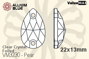 ValueMAX Pear Sew-on Stone (VM3230) 22x13mm - Clear Crystal With Foiling - Click Image to Close