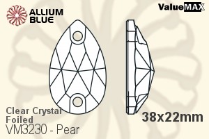 ValueMAX Pear Sew-on Stone (VM3230) 38x22mm - Clear Crystal With Foiling - Click Image to Close