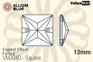 VALUEMAX CRYSTAL Square Sew-on Stone 12mm Crystal Aurore Boreale F