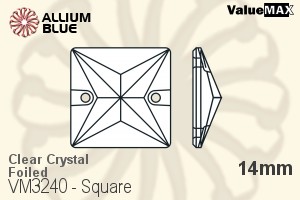 ValueMAX Square Sew-on Stone (VM3240) 14mm - Clear Crystal With Foiling - Haga Click en la Imagen para Cerrar