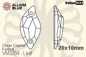 ValueMAX Leaf Sew-on Stone (VM3254) 20x10mm - Clear Crystal With Foiling - Click Image to Close