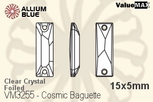 VALUEMAX CRYSTAL Cosmic Baguette Sew-on Stone 15x5mm Crystal F