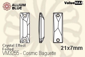 ValueMAX Cosmic Baguette Sew-on Stone (VM3255) 21x7mm - Crystal Effect With Foiling