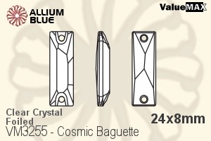 ValueMAX Cosmic Baguette Sew-on Stone (VM3255) 24x8mm - Clear Crystal With Foiling - Haga Click en la Imagen para Cerrar