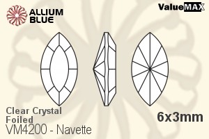 ValueMAX Navette Fancy Stone (VM4200) 6x3mm - Clear Crystal With Foiling - 關閉視窗 >> 可點擊圖片