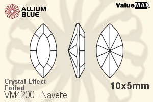 バリューマックス Navette ファンシーストーン (VM4200) 10x5mm - クリスタル エフェクト 裏面フォイル - ウインドウを閉じる