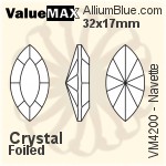 ValueMAX Navette Fancy Stone (VM4200) 32x17mm - Clear Crystal With Foiling