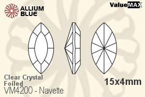 ValueMAX Navette Fancy Stone (VM4200) 15x4mm - Clear Crystal With Foiling - Haga Click en la Imagen para Cerrar