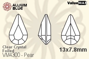 ValueMAX Pear Fancy Stone (VM4300) 13x7.8mm - Clear Crystal With Foiling - Haga Click en la Imagen para Cerrar